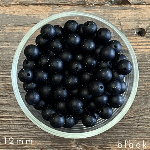 black glitter beads