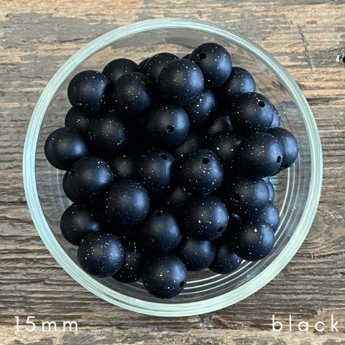 black glitter beads
