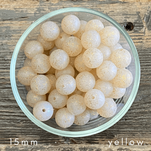 yellow glitter beads