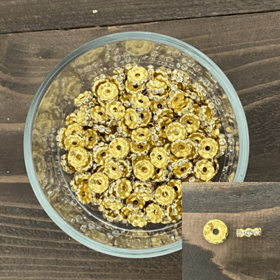 10mm rhinestone wavy spacers set of 10 gold