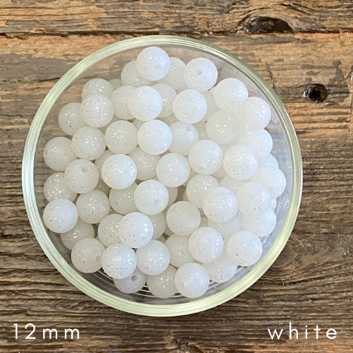 white glitter beads