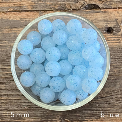 blue glitter beads