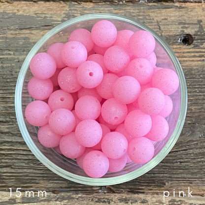 pink glitter beads