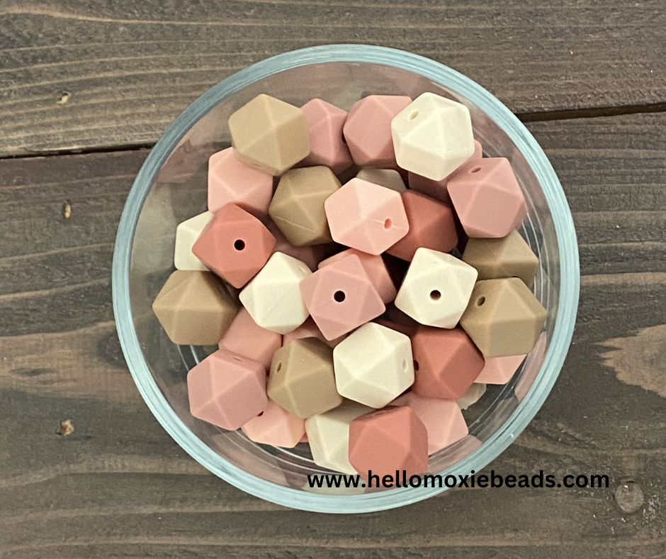 neutral pink hexagon mix